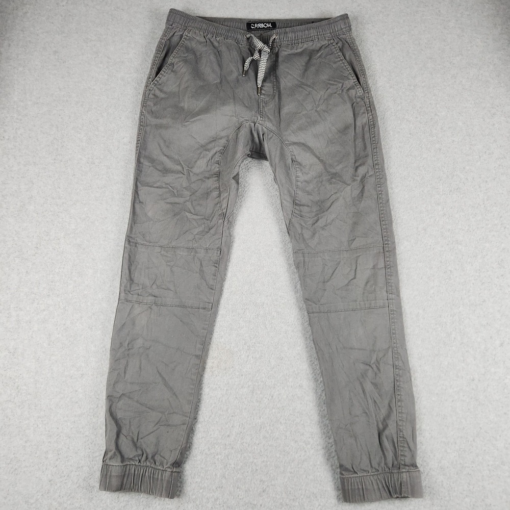 Carbon Jogger Pants Men Small Gray Cotton Blend Pockets Utility Drawstring Waist